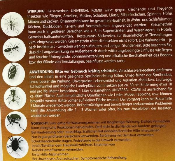 Grisamethrin Universal 5.000ml Insektenspray Insektenvernichter